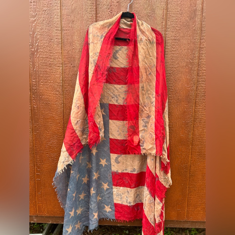 Free People American Flag Patterned Scarf western boho cottagecore rodeo